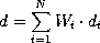 d = sum from i=1 to N of W sub i dot d sub i